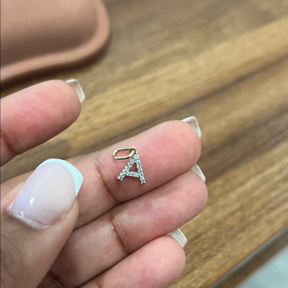 Gold and Diamond Initial Pendant - Picture 2 of 3